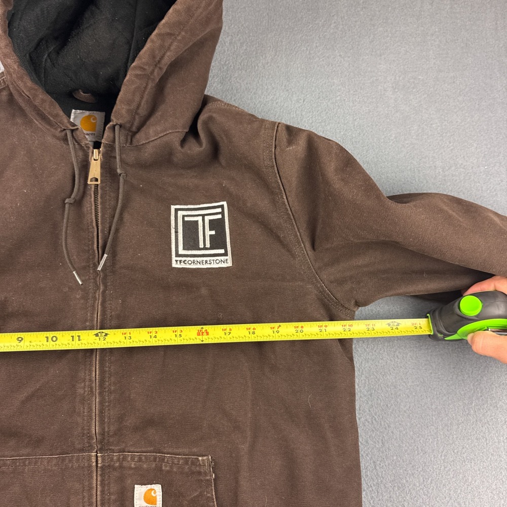 Vintage Carhartt Jacket Women's M Brown WJ130 DKB Active Hooded Canvas Thrashed - Picture 8 of 9